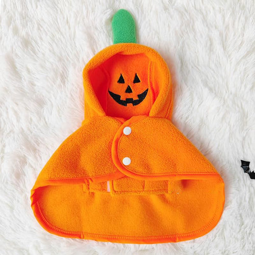 Orange Pumpkin cape opened to show the snap closure and inside.