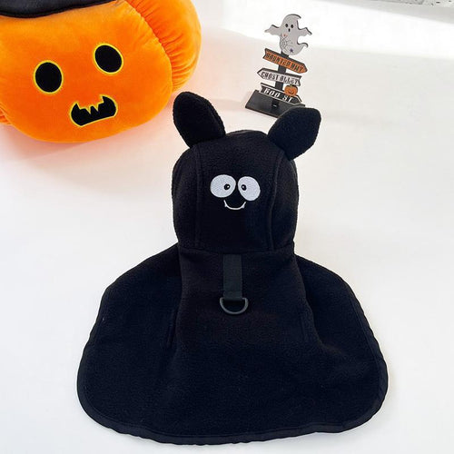 Black Bat hooded cape displayed upright; one cape per order.